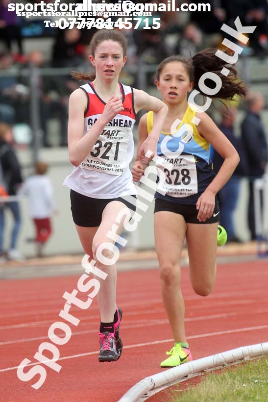 Girls under-15s 1500 metres, North Eastern Track and Fields Champs., Middlesbrough. Photo: David T. Hewitson/Sports for All Pics